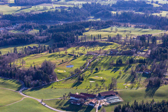 Aerial view of Tölzer Golf Club eV in the district Oberfischbach in Wackersberg in the state Bavaria, Germany