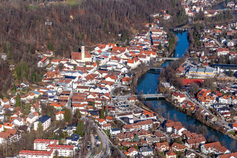 Old town on the Loisach in Wolfratshausen in the state Bavaria, Germany