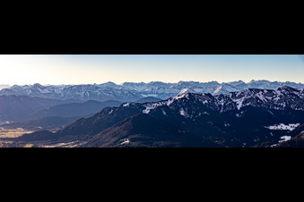Brauneck and Alpine panorama in Lenggries in the state Bavaria, Germany