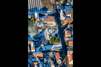 Hotel Restaurant Schlössl in winter with snow in Oberotterbach in the state Rhineland-Palatinate, Germany