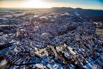 In winter with snow from the northeast in Wissembourg in the state Bas-Rhin, France