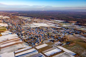 In winter with snow from the west in Kapsweyer in the state Rhineland-Palatinate, Germany