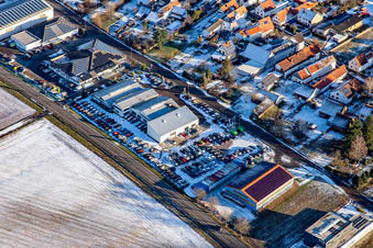 Autohaus Friedmann in winter with snow in Steinfeld in the state Rhineland-Palatinate, Germany