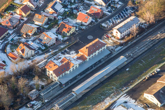 Aerial view of Station Winden and new development area Am bhf in Winden in the state Rhineland-Palatinate, Germany