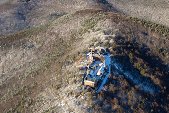 Runie Madenburg in winter with snow in Eschbach in the state Rhineland-Palatinate, Germany