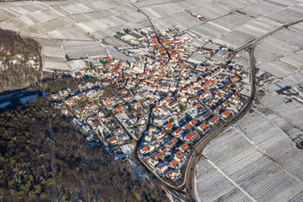 From the southwest in winter in the snow in Eschbach in the state Rhineland-Palatinate, Germany