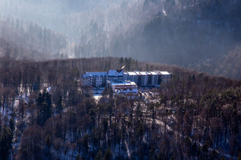 Specialist clinic Eußerthal from the north in winter with snow in Eußerthal in the state Rhineland-Palatinate, Germany