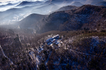 Oblique view of Specialist clinic Eußerthal from the north in winter with snow in Eußerthal in the state Rhineland-Palatinate, Germany