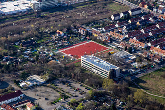 Eduard-Spranger-Gymnasium and new sports fields in the district Queichheim in Landau in der Pfalz in the state Rhineland-Palatinate, Germany