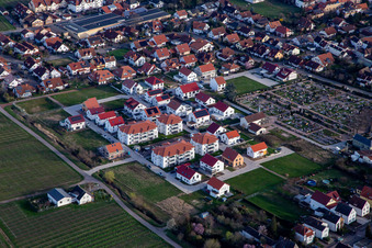 Aerial view of New development area In den Sandwiesen in Maikammer in the state Rhineland-Palatinate, Germany
