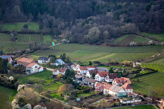 Paraglider approaching the Weyher parking lot in Weyher in der Pfalz in the state Rhineland-Palatinate, Germany