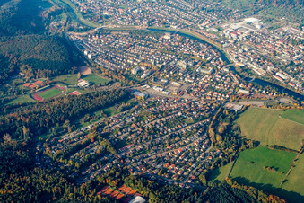 Overview of the town from the southwest in Gaggenau in the state Baden-Wuerttemberg, Germany