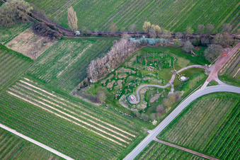 Aerial view of Climate ARBORETUM in spring in Flemlingen in the state Rhineland-Palatinate, Germany