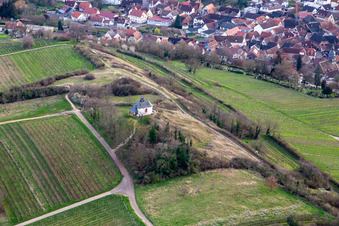 Aerial view of Kleine Kalmit Nature Reserve in spring in the district Arzheim in Landau in der Pfalz in the state Rhineland-Palatinate, Germany
