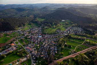 District Gossersweiler in Gossersweiler-Stein in the state Rhineland-Palatinate, Germany seen from above