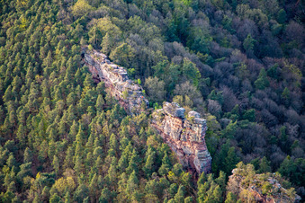 Aerial view of Luger Geiersteine in Lug in the state Rhineland-Palatinate, Germany