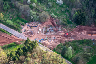 Aerial photograpy of Corridor through the Palatinate Forest for the reconstruction of the 51 km section of the Trans-Europe Natural Gas Pipeline (TENP-III from the Netherlands to Switzerland) between Mittelbrunn and Klingenmünster in Schwanheim in the state Rhineland-Palatinate, Germany