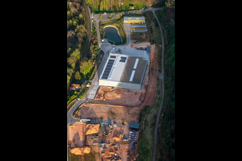 Aerial view of Neufeld industrial area in Wilgartswiesen in the state Rhineland-Palatinate, Germany