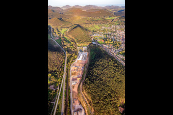 Oblique view of Neufeld industrial area in Wilgartswiesen in the state Rhineland-Palatinate, Germany