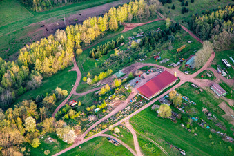 Aerial photograpy of Resettler farm in Oberschlettenbach in the state Rhineland-Palatinate, Germany