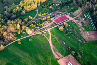 Oblique view of Resettler farm in Oberschlettenbach in the state Rhineland-Palatinate, Germany