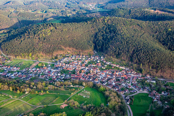 Aerial photograpy of From the northwest in Vorderweidenthal in the state Rhineland-Palatinate, Germany
