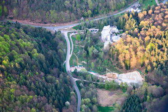 Construction site of the west tunnel portal for the Astrid Tunnel for the underpass and bypass of Bad Bergzabern between B427 (Kurtalstraße) and B38 (Weinstraße) in Bad Bergzabern in the state Rhineland-Palatinate, Germany out of the air