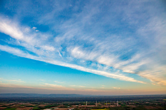 Oblique view of Wind farm in Freckenfeld in the state Rhineland-Palatinate, Germany