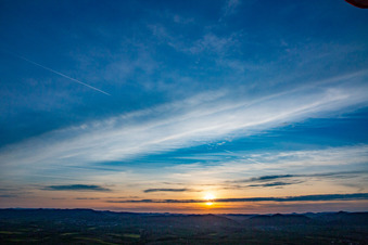Sunset at Klingbachtail above the Haardt edge in the district Gleiszellen in Gleiszellen-Gleishorbach in the state Rhineland-Palatinate, Germany