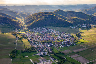 From the east in Klingenmünster in the state Rhineland-Palatinate, Germany