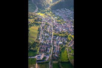 Aerial view of From the east in Klingenmünster in the state Rhineland-Palatinate, Germany