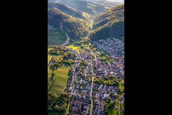Aerial photograpy of From the east in Klingenmünster in the state Rhineland-Palatinate, Germany