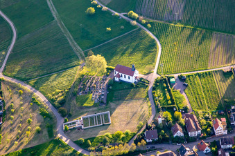 Cemetery and St. Dionysius Chapel in the evening light in the district Gleiszellen in Gleiszellen-Gleishorbach in the state Rhineland-Palatinate, Germany