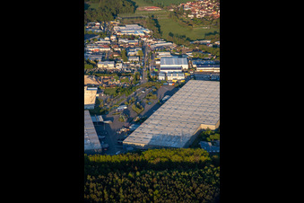 Aerial view of Horst industrial estate from the west in the district Minderslachen in Kandel in the state Rhineland-Palatinate, Germany