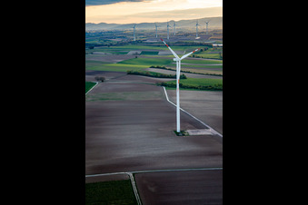 Oblique view of Wind farm Minfeld in Minfeld in the state Rhineland-Palatinate, Germany