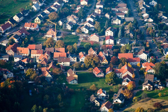 Oblique view of Long Street in the district Schluttenbach in Ettlingen in the state Baden-Wuerttemberg, Germany