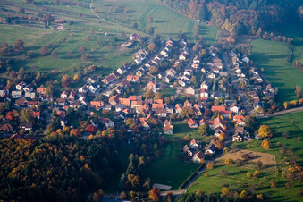From the south in the district Schluttenbach in Ettlingen in the state Baden-Wuerttemberg, Germany