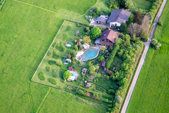 Aerial view of Garden idyll in Blies-Ébersing in the state Moselle, France