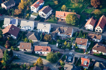 Bird's eye view of Long Street in the district Schluttenbach in Ettlingen in the state Baden-Wuerttemberg, Germany