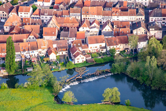 River weir of the Saar at the Rue du Moulin in Sarralbe in the state Moselle, France
