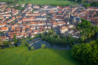 Old town with Église Saint-Martin (Cathédrale de la Sarre) in Sarralbe in the state Moselle, France