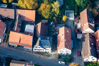 Long Street in the district Schluttenbach in Ettlingen in the state Baden-Wuerttemberg, Germany from the drone perspective