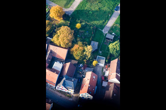 Long Street in the district Schluttenbach in Ettlingen in the state Baden-Wuerttemberg, Germany from a drone