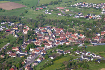 Oblique view of Gros-Réderching in the state Moselle, France