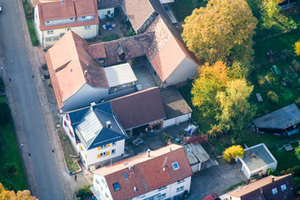 Long Street in the district Schluttenbach in Ettlingen in the state Baden-Wuerttemberg, Germany from above