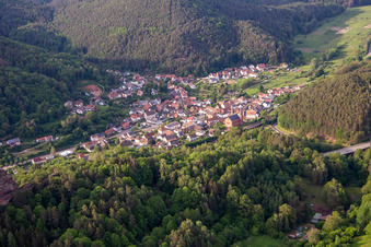 Aerial view of From the south in Wilgartswiesen in the state Rhineland-Palatinate, Germany