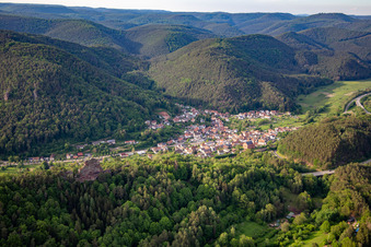 Aerial photograpy of From the south in Wilgartswiesen in the state Rhineland-Palatinate, Germany