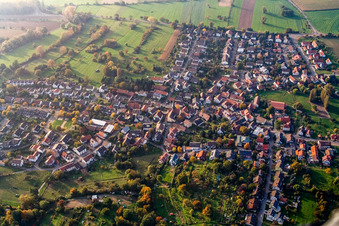 From the south in the district Oberweier in Ettlingen in the state Baden-Wuerttemberg, Germany