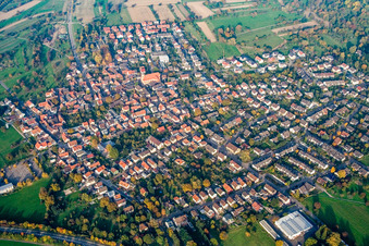 From the southwest in the district Ettlingenweier in Ettlingen in the state Baden-Wuerttemberg, Germany