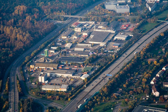 Industrial area Beim Runden Plom in Ettlingen in the state Baden-Wuerttemberg, Germany